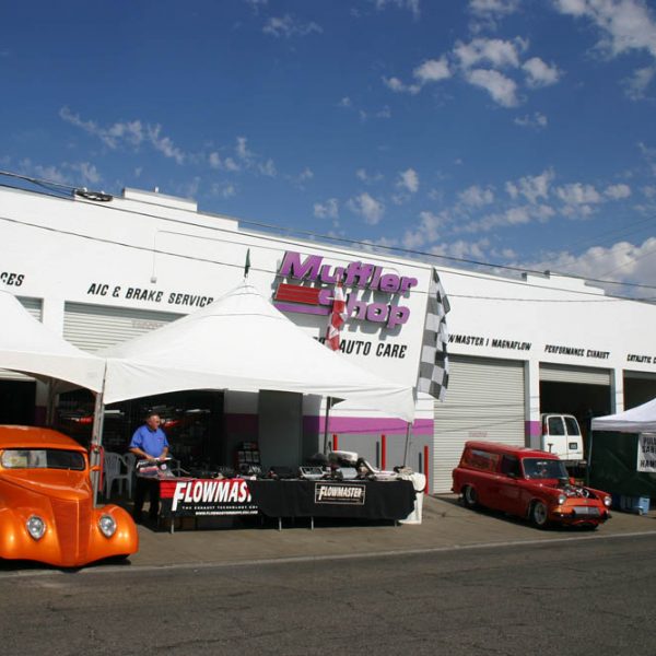 Tents in front of the Muffler Shop