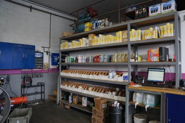 Equipment and supplies at The Muffler Shop