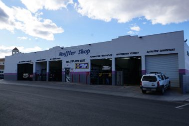 The exterior of the Muffler Shop